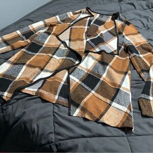 Plaid Open Front Jacket